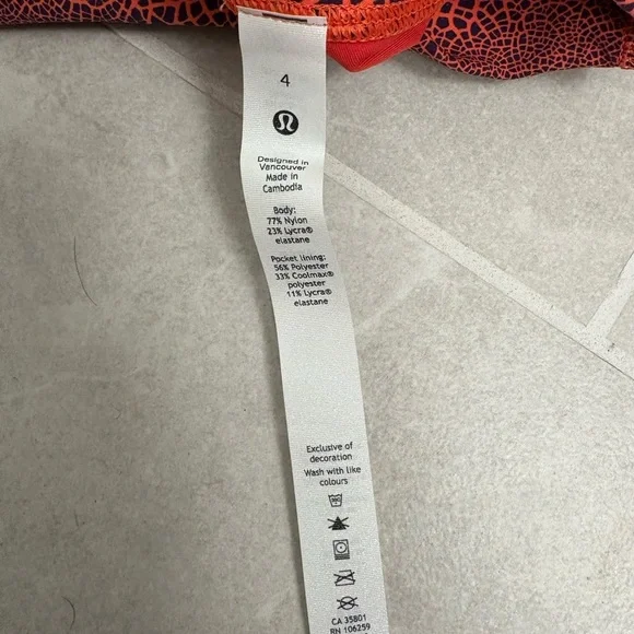 Lululemon Wunder Train HR Crop 23" Crackle Glaze Vintage Orange Larkspur Size 2 - Picture 10 of 11